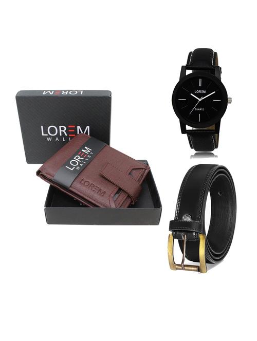 belt, wallet & watch leatherette gift combo - 19233202 - Very Small Image - 1