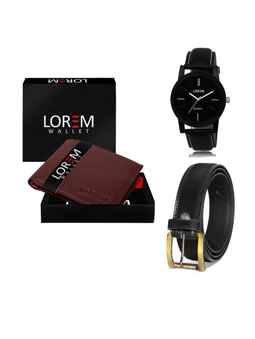belt, wallet & watch leatherette gift combo - 19233207 - Very Small Image - 1