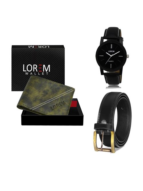 belt, wallet & watch leatherette gift combo - 19233227 - Very Small Image - 1