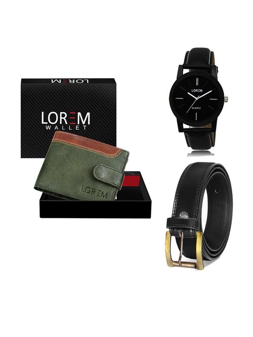 belt, wallet & watch leatherette gift combo - 19233239 - Very Small Image - 1
