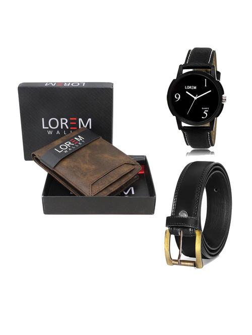 belt, wallet & watch leatherette gift combo - 19233243 - Very Small Image - 1