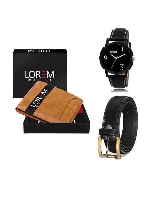 belt, wallet & watch leatherette gift combo - 19233244 - Very Small Image - 1