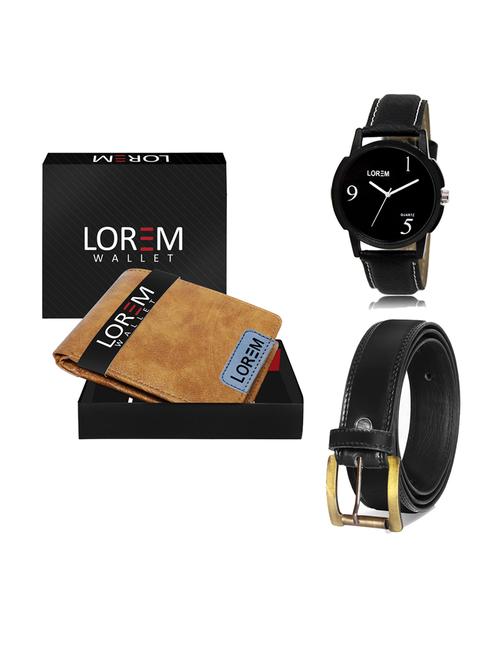 belt, wallet & watch leatherette gift combo - 19233249 - Very Small Image - 1