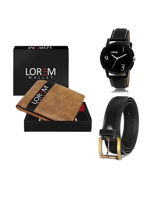 belt, wallet & watch leatherette gift combo - 19233251 - Very Small Image - 1