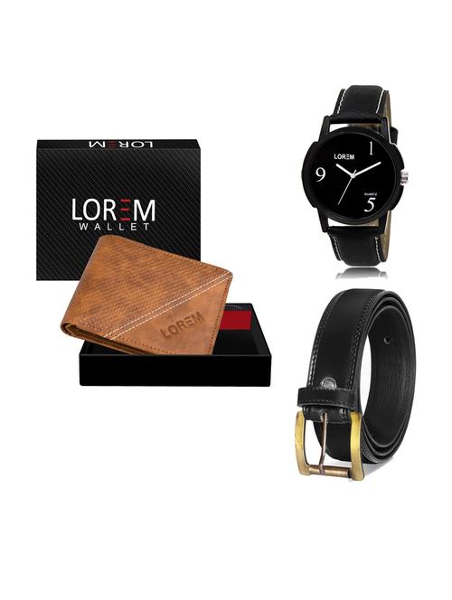 belt, wallet & watch leatherette gift combo - 19233271 - Very Small Image - 1