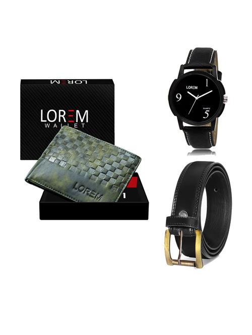 belt, wallet & watch leatherette gift combo - 19233276 - Very Small Image - 1