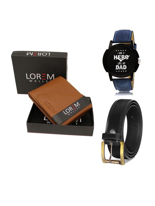 belt, wallet & watch leatherette gift combo - 19233285 - Very Small Image - 1