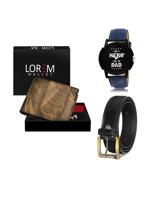 belt, wallet & watch leatherette gift combo - 19233303 - Very Small Image - 1