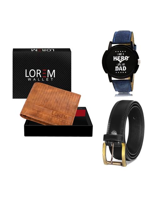 belt, wallet & watch leatherette gift combo - 19233312 - Very Small Image - 1