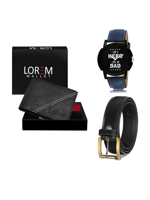 belt, wallet & watch leatherette gift combo - 19233318 - Very Small Image - 1