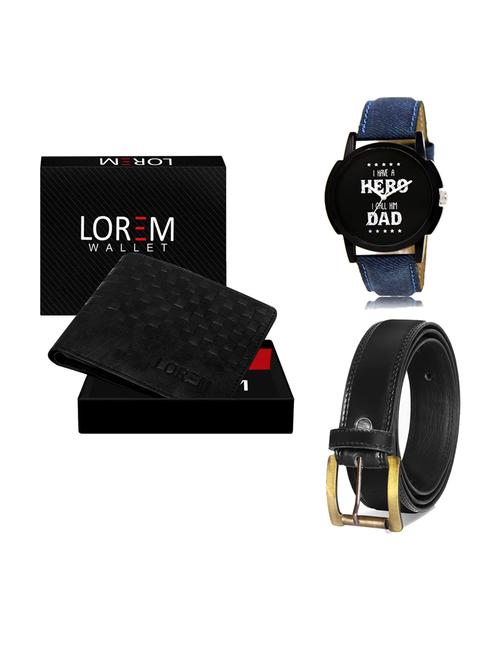 belt, wallet & watch leatherette gift combo - 19233322 - Very Small Image - 1