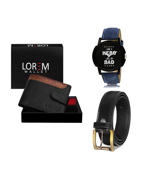belt, wallet & watch leatherette gift combo - 19233328 - Very Small Image - 1