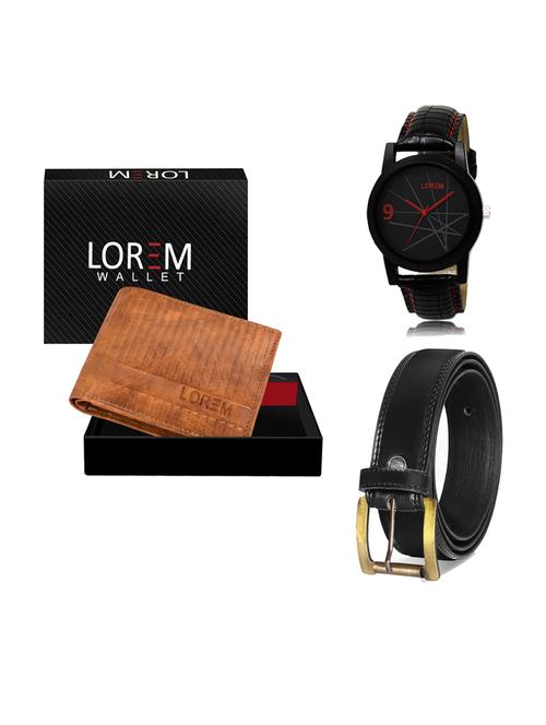 belt, wallet & watch leatherette gift combo - 19233357 - Very Small Image - 1