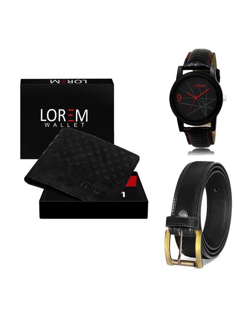 belt, wallet & watch leatherette gift combo - 19233367 - Very Small Image - 1