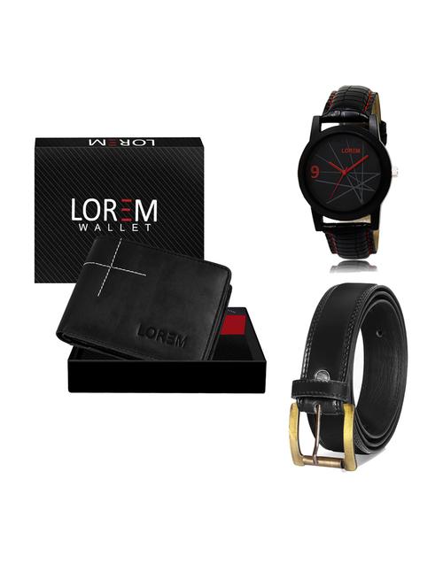 belt, wallet & watch leatherette gift combo - 19233368 - Very Small Image - 1