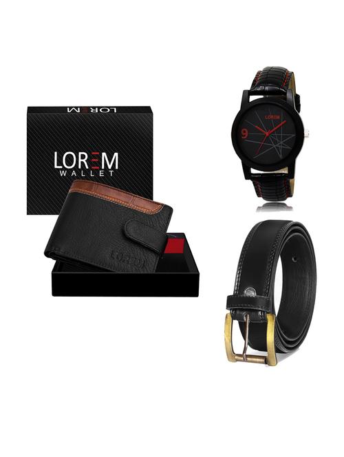 belt, wallet & watch leatherette gift combo - 19233373 - Very Small Image - 1