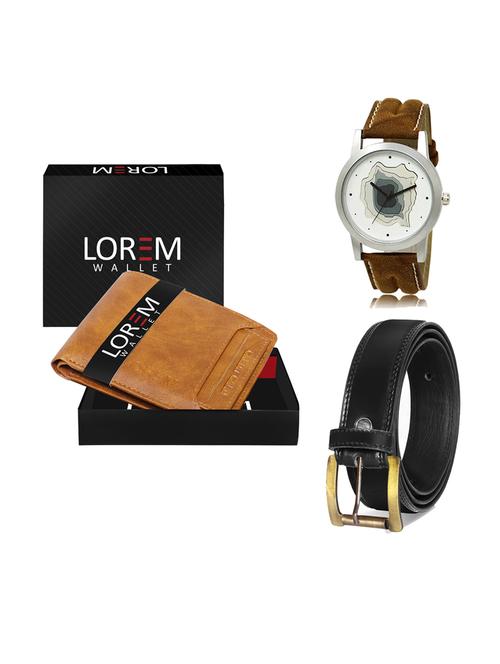 belt, wallet & watch leatherette gift combo - 19233379 - Very Small Image - 1