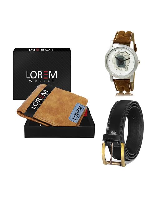 belt, wallet & watch leatherette gift combo - 19233384 - Very Small Image - 1