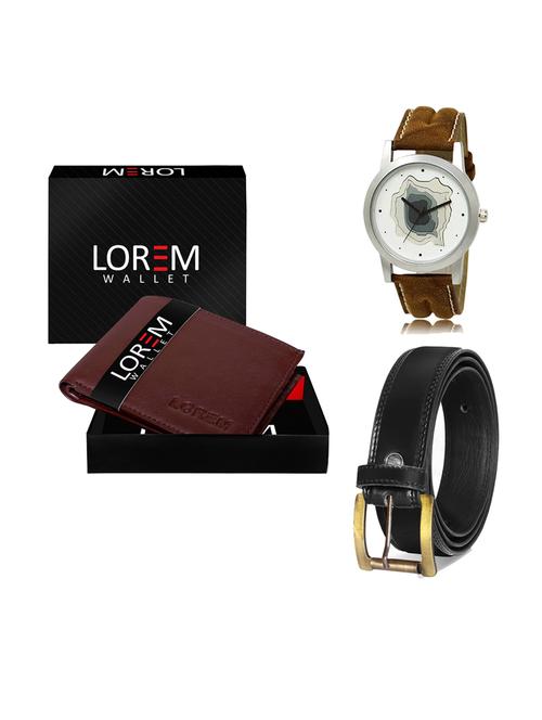 belt, wallet & watch leatherette gift combo - 19233387 - Very Small Image - 1