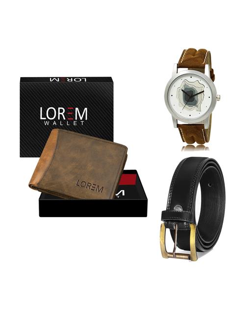 belt, wallet & watch leatherette gift combo - 19233399 - Very Small Image - 1