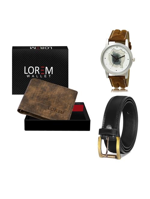 belt, wallet & watch leatherette gift combo - 19233401 - Very Small Image - 1