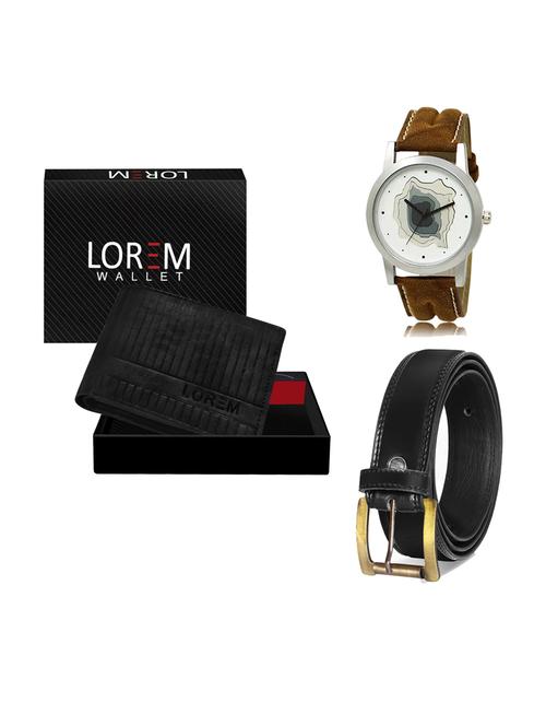 belt, wallet & watch leatherette gift combo - 19233404 - Very Small Image - 1