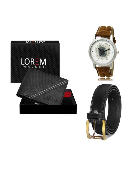 belt, wallet & watch leatherette gift combo - 19233408 - Very Small Image - 1