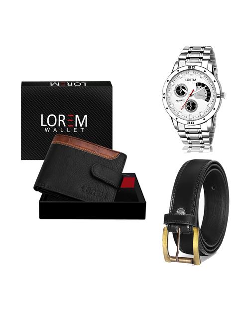 belt, wallet & watch leatherette gift combo - 19233463 - Very Small Image - 1