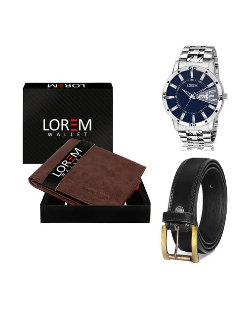 belt, wallet & watch leatherette gift combo - 19233475 - Very Small Image - 1