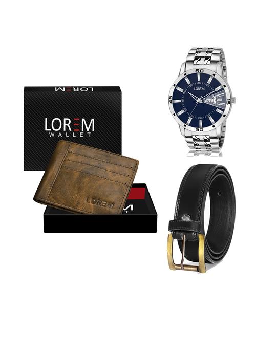 belt, wallet & watch leatherette gift combo - 19233482 - Very Small Image - 1