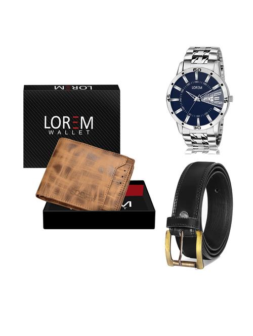 belt, wallet & watch leatherette gift combo - 19233484 - Very Small Image - 1