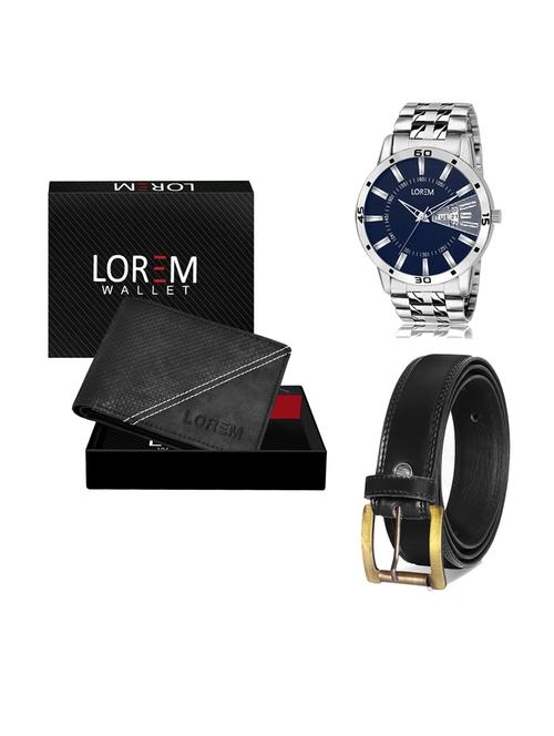 belt, wallet & watch leatherette gift combo - 19233498 - Very Small Image - 1
