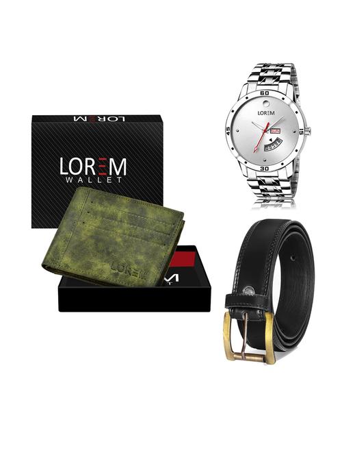 belt, wallet & watch leatherette gift combo - 19233525 - Very Small Image - 1