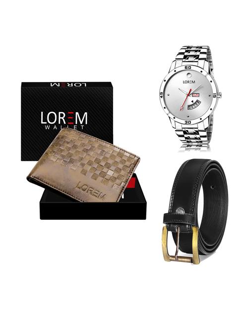 belt, wallet & watch leatherette gift combo - 19233544 - Very Small Image - 1