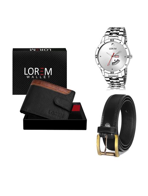 belt, wallet & watch leatherette gift combo - 19233553 - Very Small Image - 1
