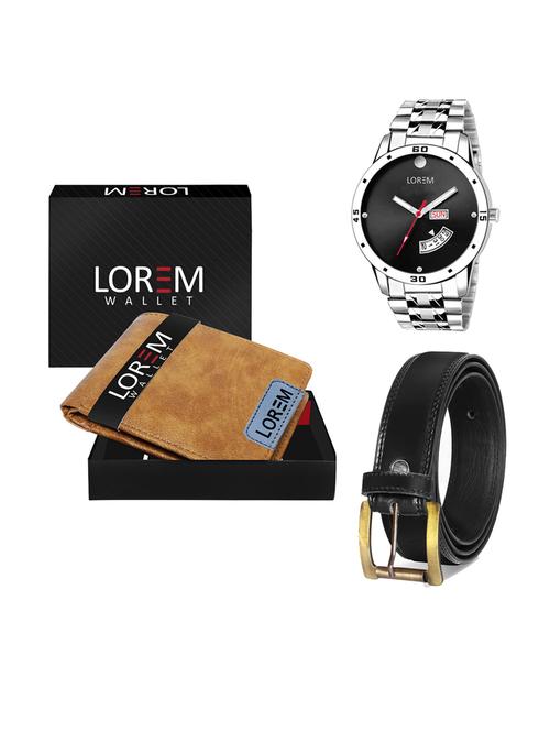 belt, wallet & watch leatherette gift combo - 19233564 - Very Small Image - 1