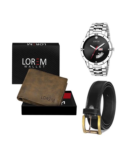 belt, wallet & watch leatherette gift combo - 19233578 - Very Small Image - 1
