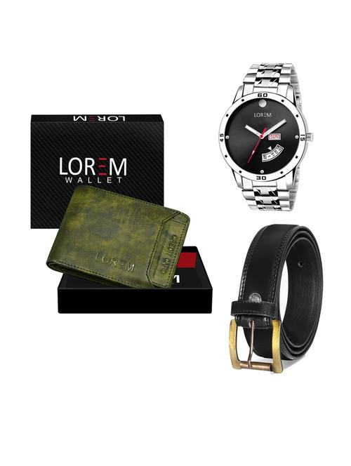 belt, wallet & watch leatherette gift combo - 19233580 - Very Small Image - 1
