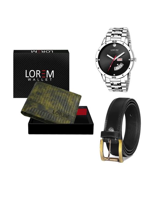 belt, wallet & watch leatherette gift combo - 19233583 - Very Small Image - 1
