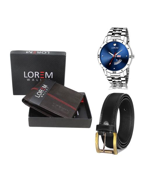 belt, wallet & watch leatherette gift combo - 19233605 - Very Small Image - 1