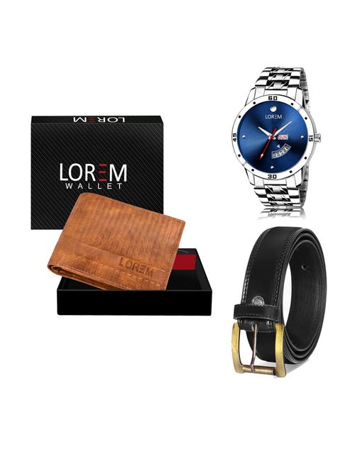 belt, wallet & watch leatherette gift combo - 19233627 - Very Small Image - 1