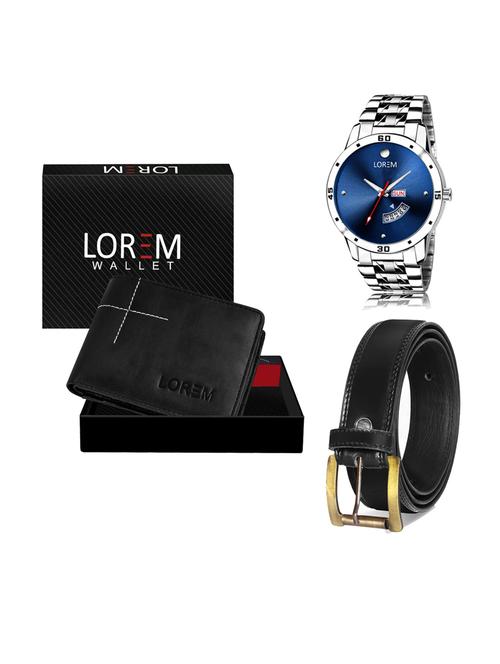 belt, wallet & watch leatherette gift combo - 19233638 - Very Small Image - 1