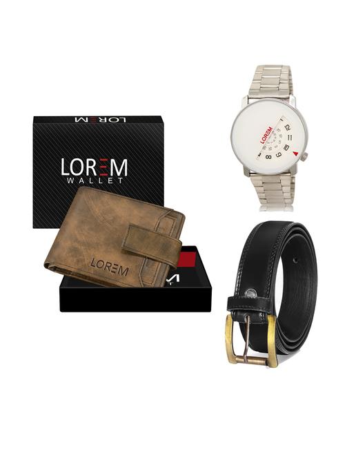 belt, wallet & watch leatherette gift combo - 19233666 - Very Small Image - 1