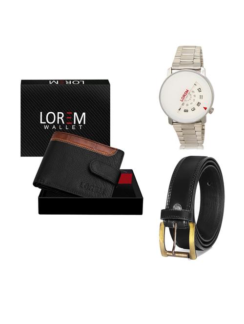 belt, wallet & watch leatherette gift combo - 19233688 - Very Small Image - 1