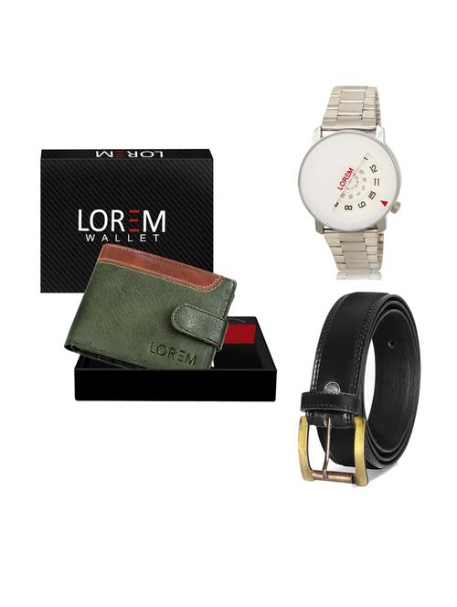 belt, wallet & watch leatherette gift combo - 19233689 - Very Small Image - 1