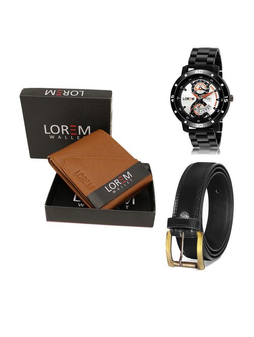 belt, wallet & watch leatherette gift combo - 19233690 - Very Small Image - 1