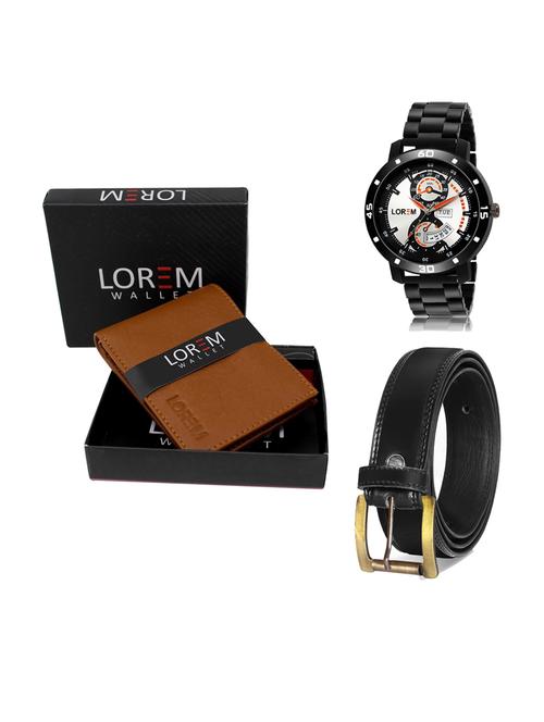 belt, wallet & watch leatherette gift combo - 19233691 - Very Small Image - 1