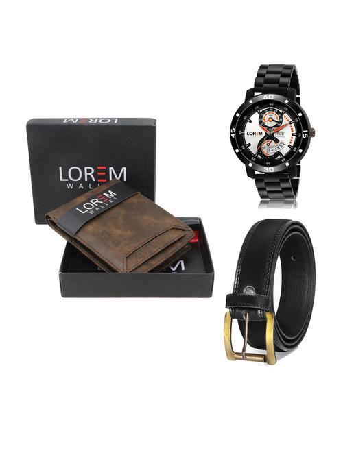 belt, wallet & watch leatherette gift combo - 19233693 - Very Small Image - 1
