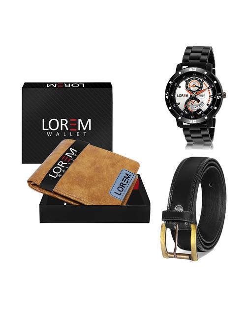 belt, wallet & watch leatherette gift combo - 19233699 - Very Small Image - 1