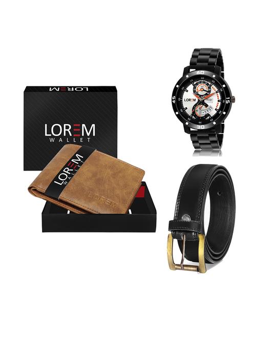 belt, wallet & watch leatherette gift combo - 19233701 - Very Small Image - 1